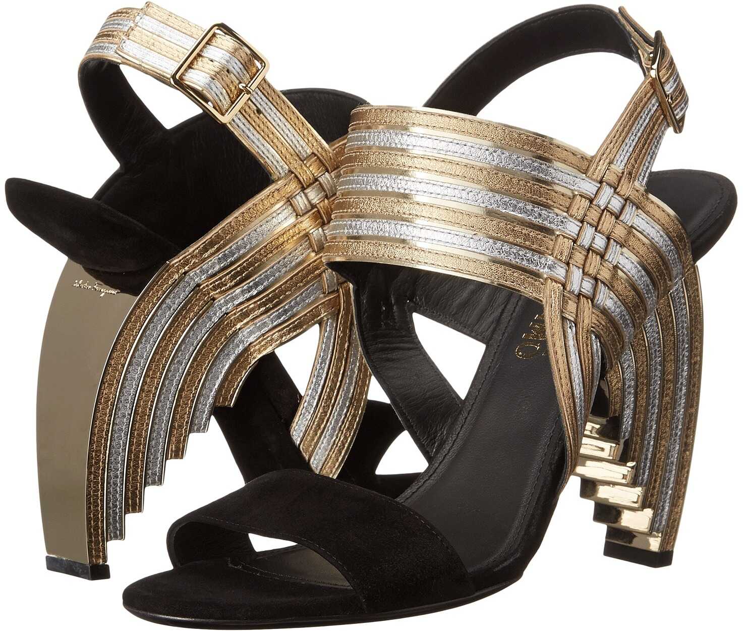 Sandala Salvatore Ferragamo Lenny Nero Suede Calf