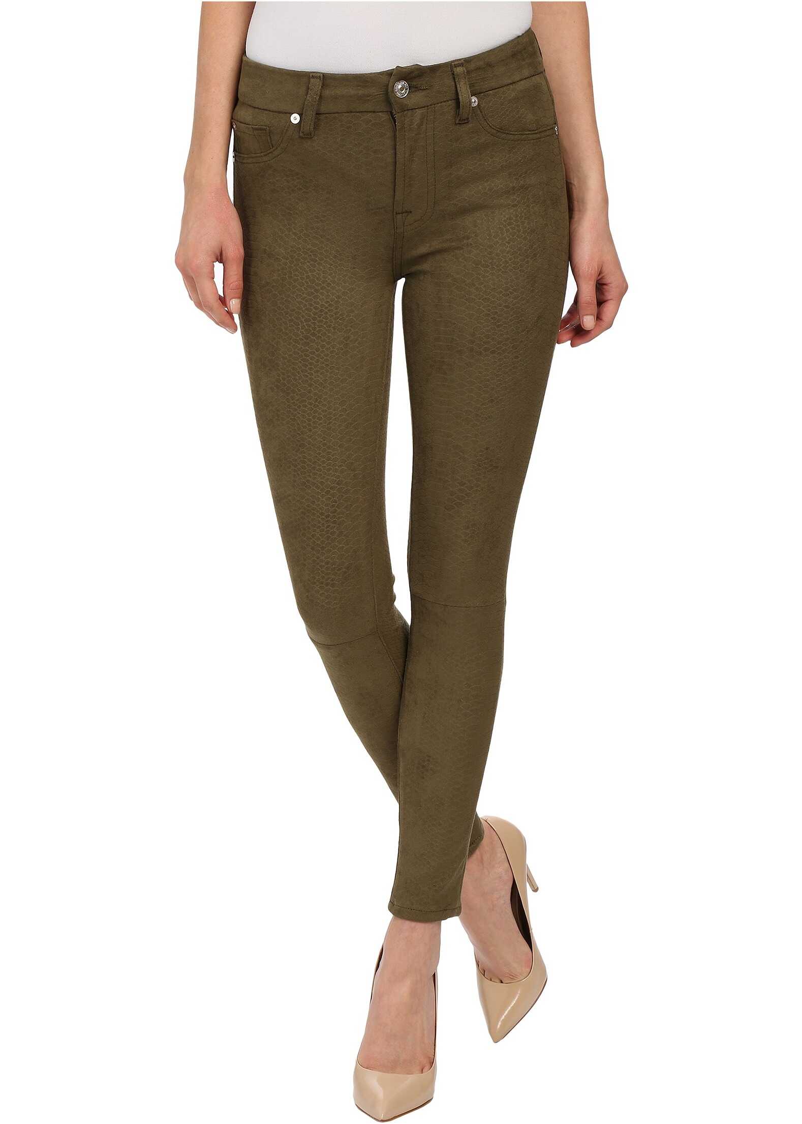Pantalon 7 For All Mankind High Waist Ankle Knee Seam Skinny in Olive Olive