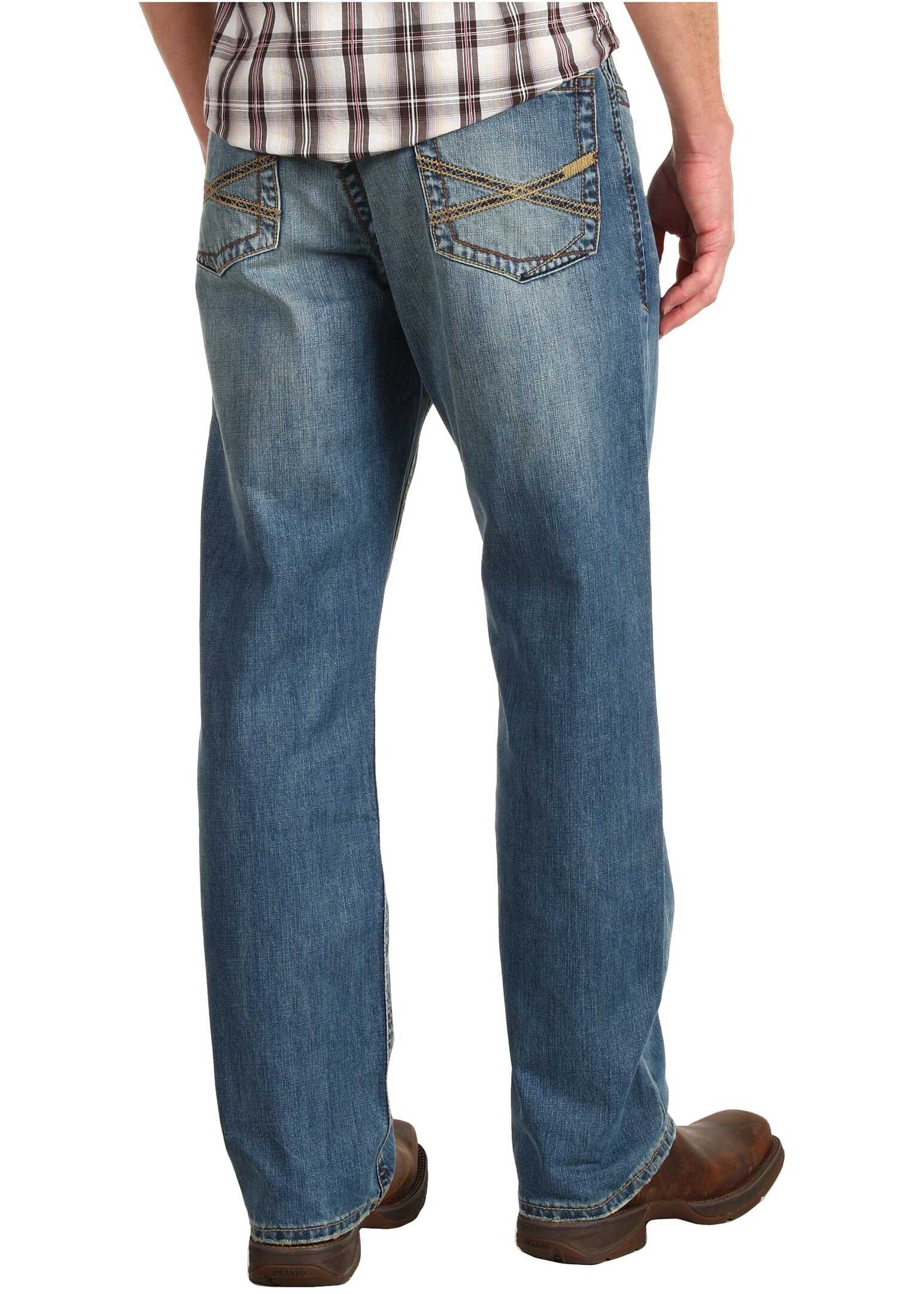 Blug Stetson Stetson 1520 Fit, Medium Wash, Back Knee Tacking Blue