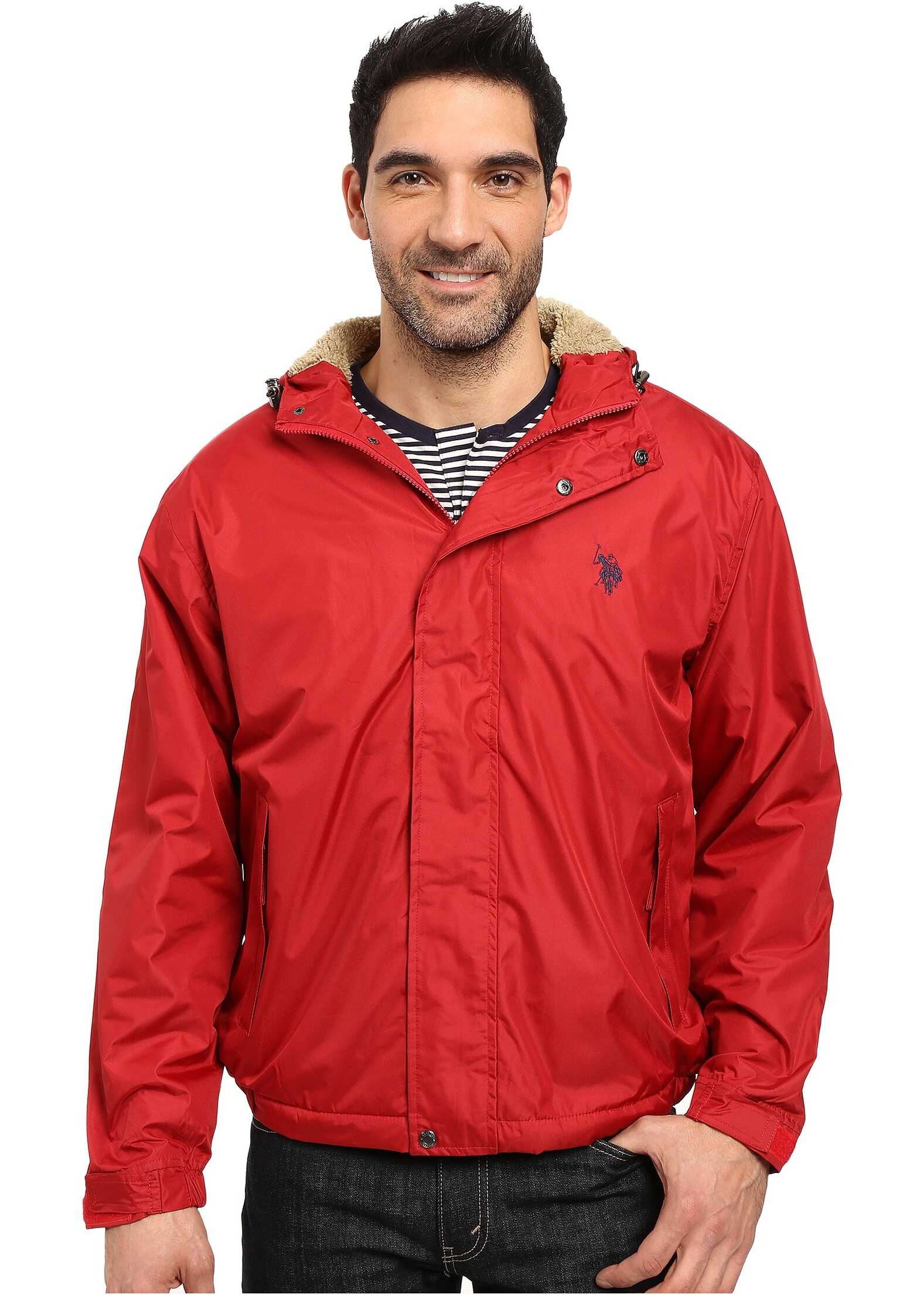 Geaca U.S. POLO ASSN. Hooded Windbreaker Chili Pepper