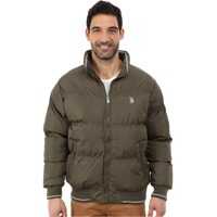 Geci de iarna Puffer Jacket with Striped Rib Knit Collar Barbati