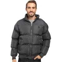 Geci de iarna Puffer Jacket with Striped Rib Knit Collar Barbati
