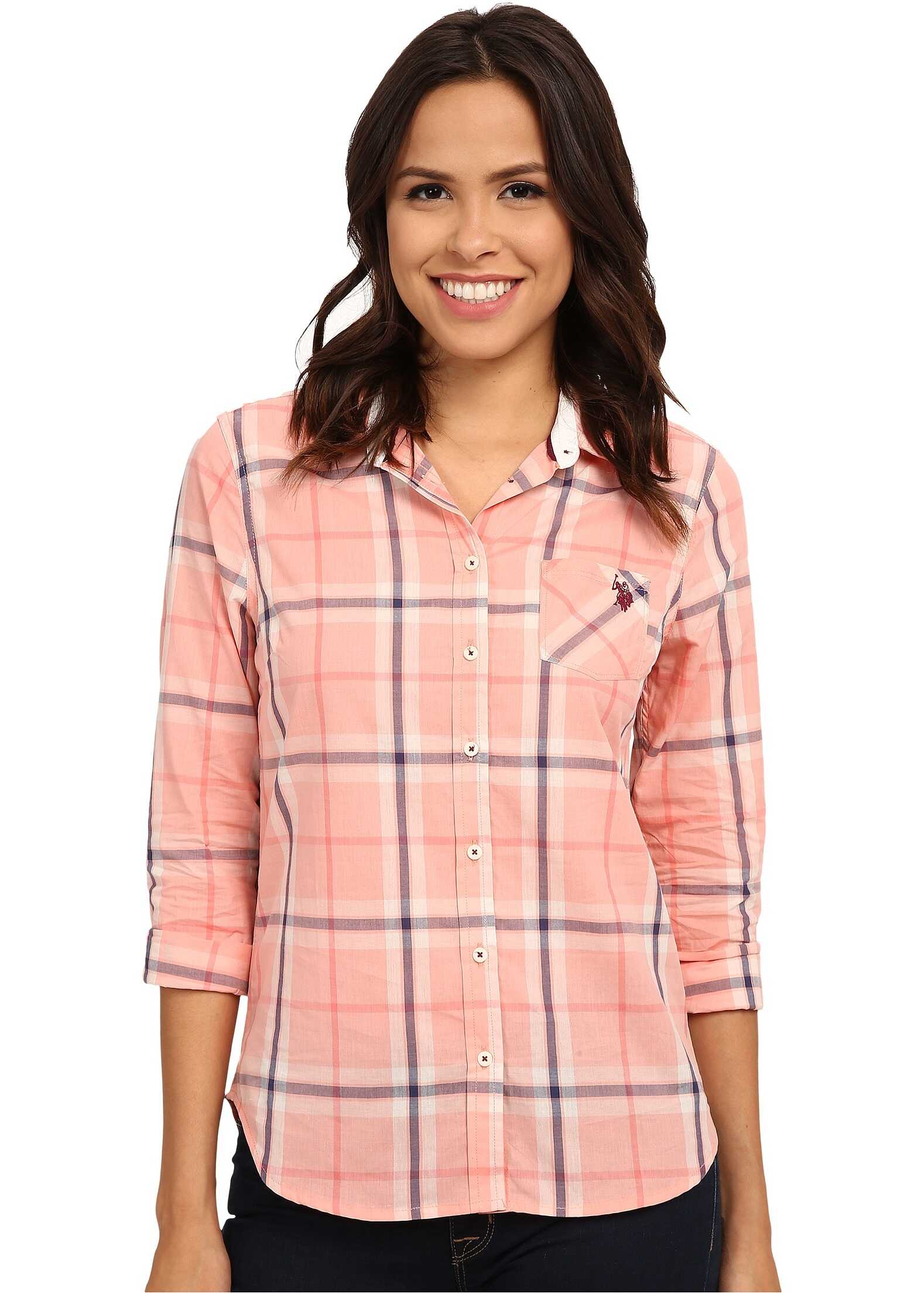 U.S. POLO ASSN. Plaid Poplin Shirt Candlelight Peach