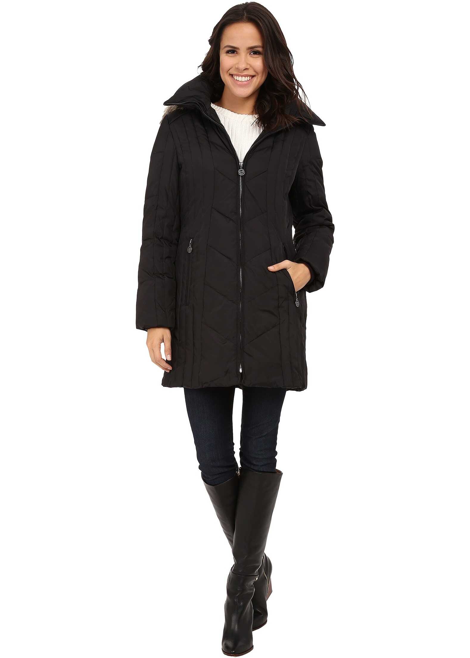 Geaca Anne Klein 3/4 Zip Front Down Side Panels Black