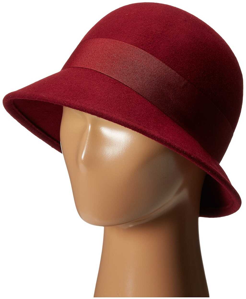 Palarie SCALA Wool Felt Cloche with Grograin Band and Bow* Wine