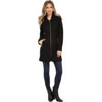 Pardesie & Trenciuri Boiled Wool Coat w/ Knit Collar and Side Tabs Femei