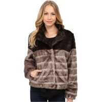 Pardesie & Trenciuri Faux Fur Color Block Coat Femei