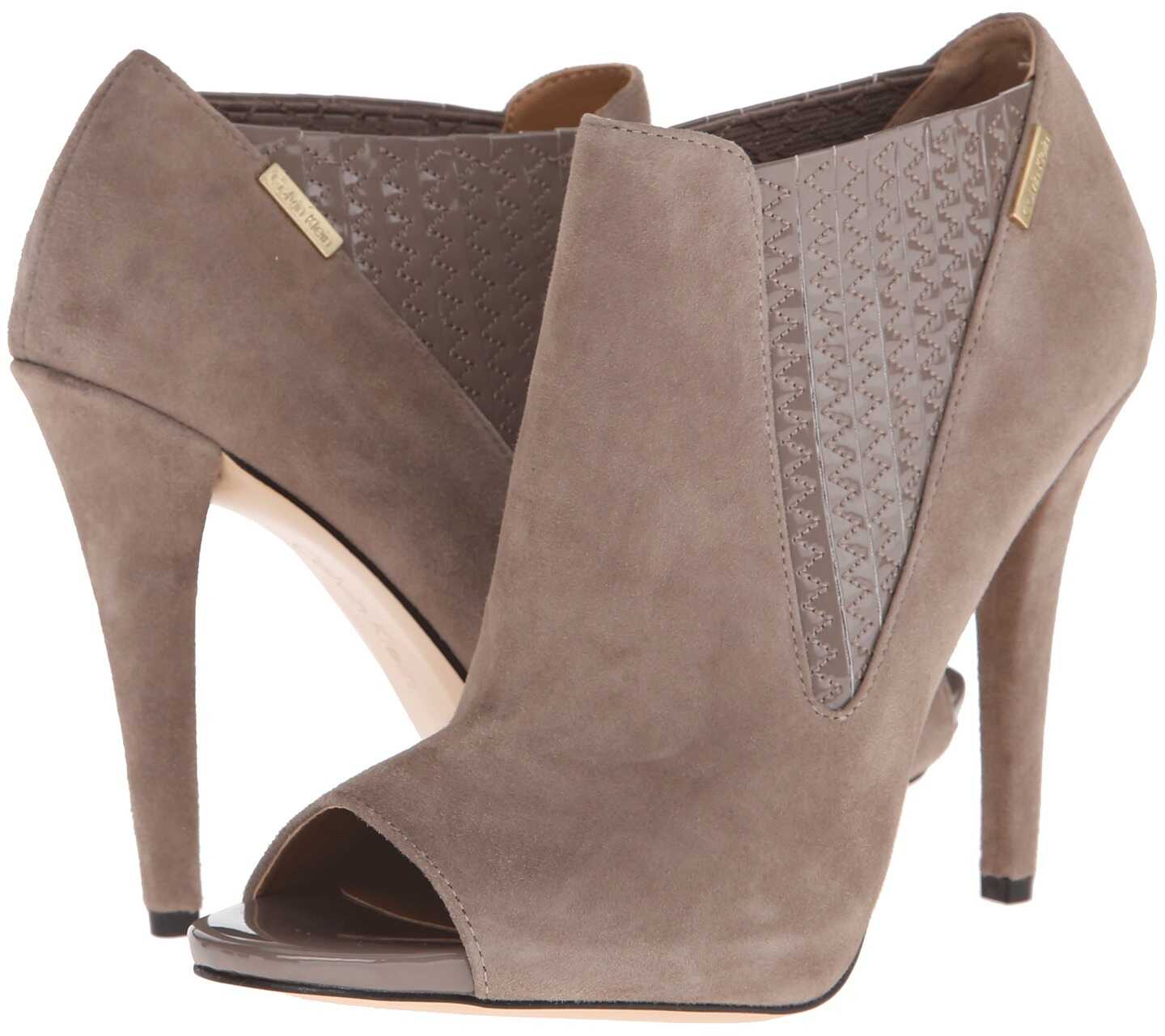 Botina Calvin Klein Neive Winter Taupe Kid Suede/Patent