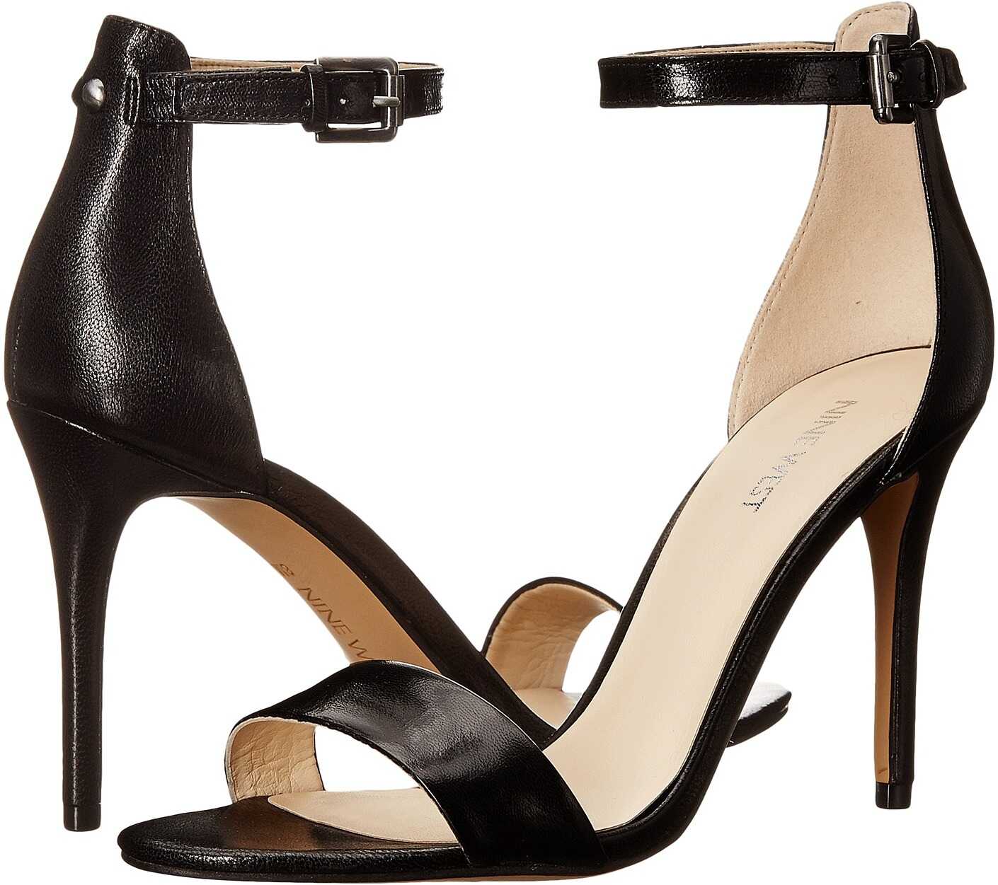 Sandala Nine West Mana Stiletto Heel Sandal Black Leather