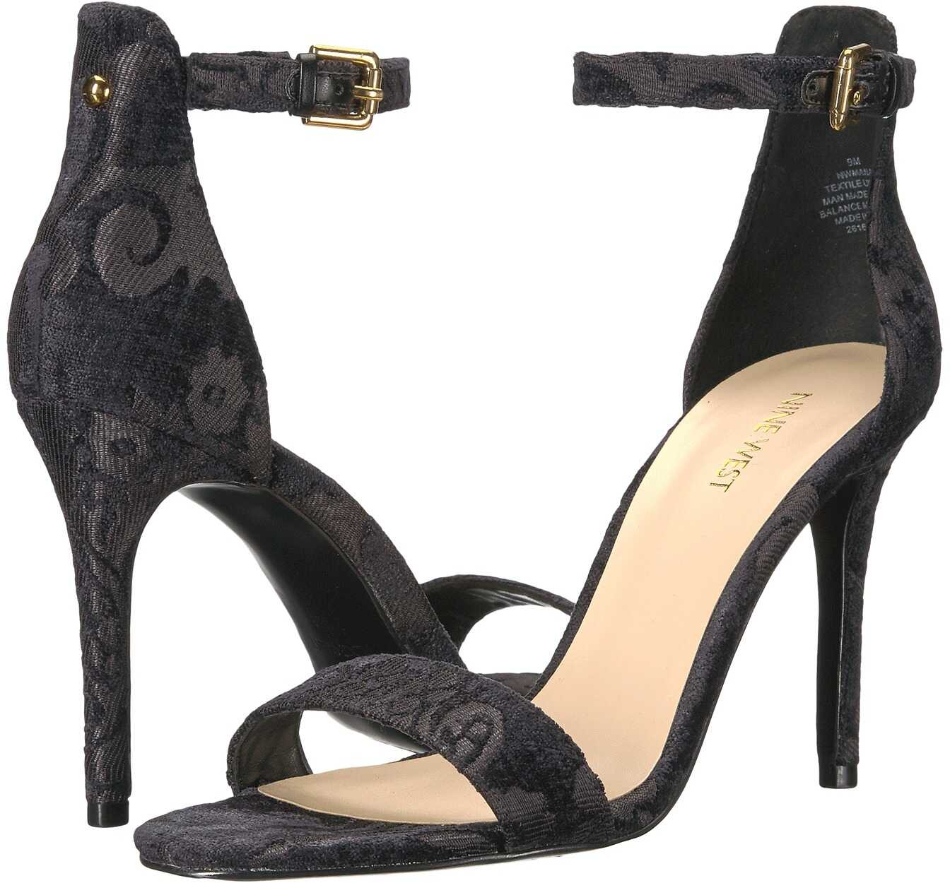 Pantof Nine West Mana Stiletto Heel Sandal Black Fabric