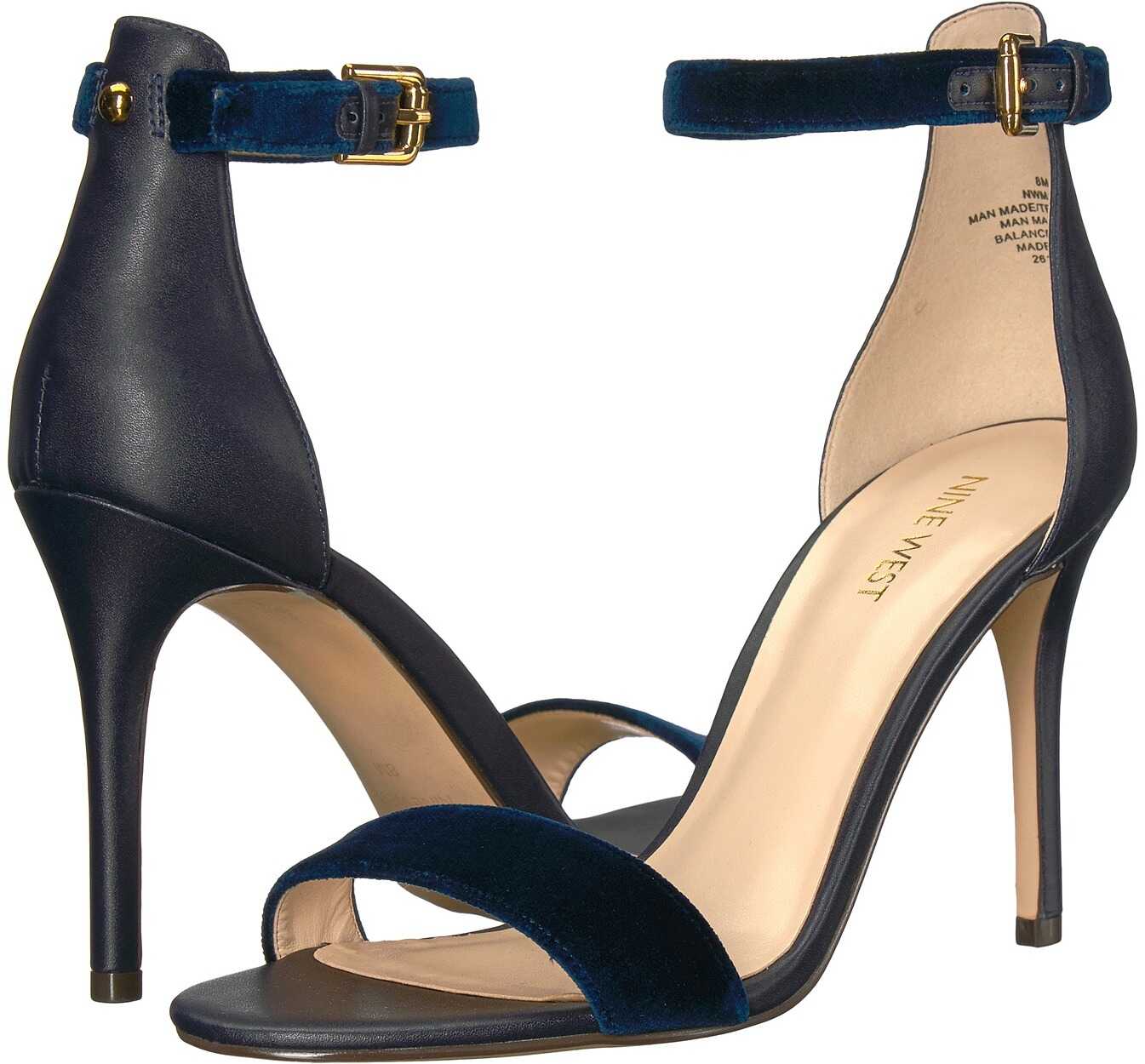 Pantof Nine West Mana Stiletto Heel Sandal Navy/Navy Fabric