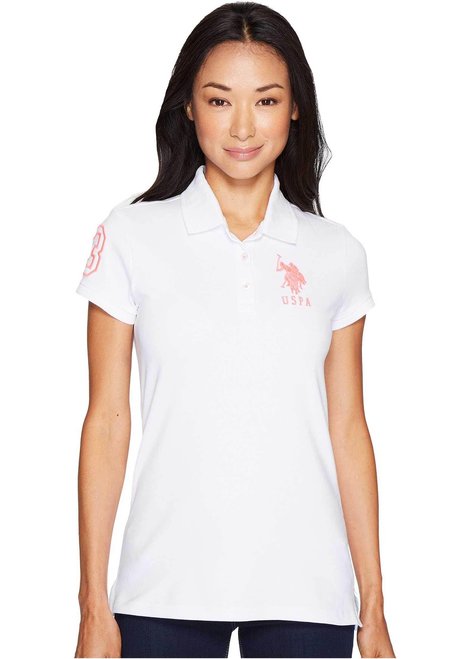 U.S. POLO ASSN. Neon Logos Short Sleeve Polo Shirt White