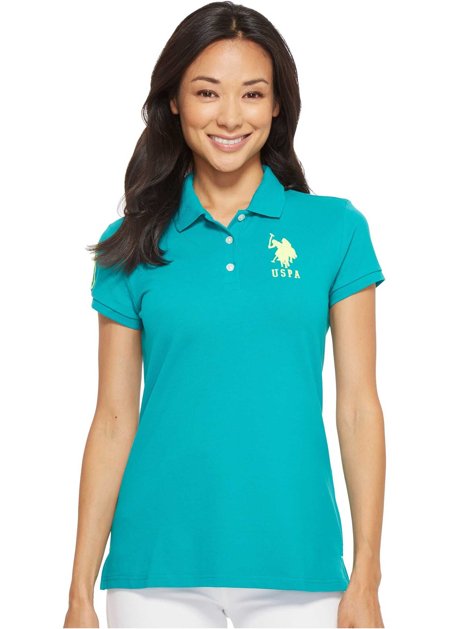 Tricou U.S. POLO ASSN. Neon Logos Short Sleeve Polo Shirt Isola Turquoise