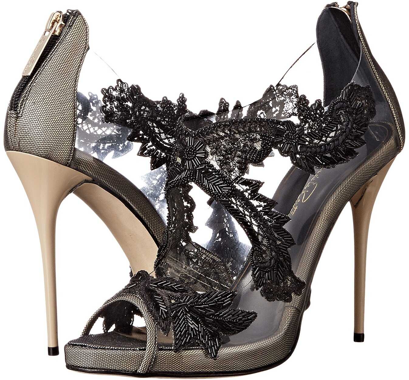 Pantof Oscar de la Renta Ambria 115mm Beige/Black Patent Leather