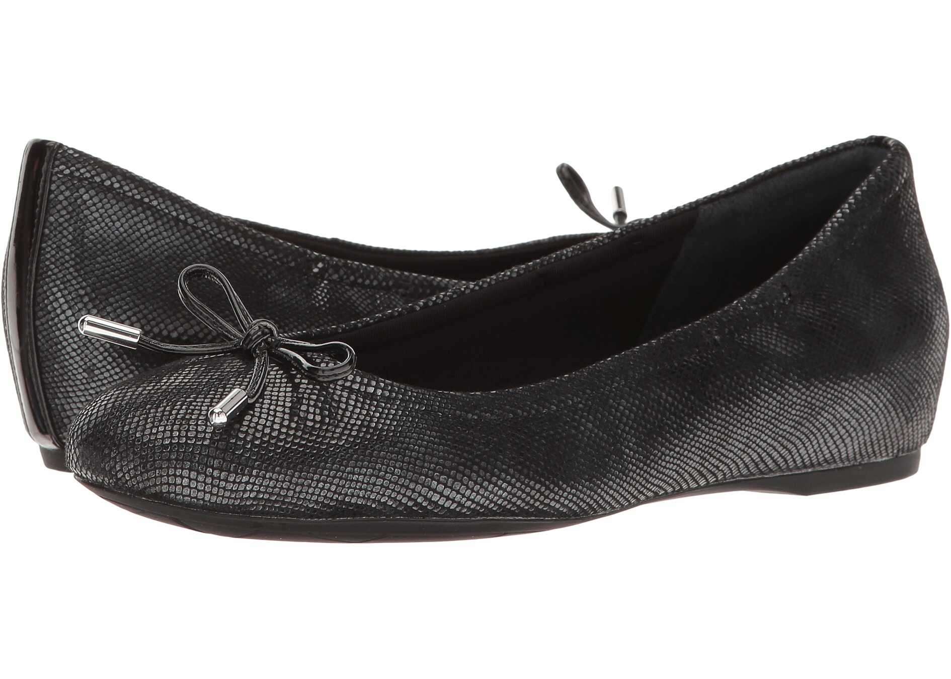 Balerin Rockport Total Motion Hidden Wedge Tied Ballet Black Snake