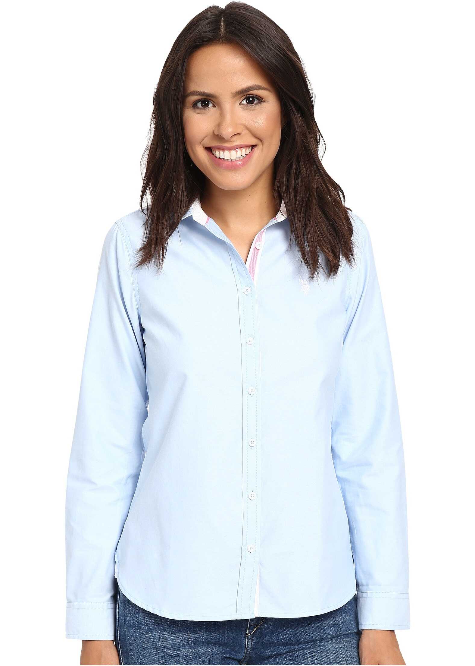 Camasa U.S. POLO ASSN. Long Sleeve Solid Oxford Shirt Classic Blue