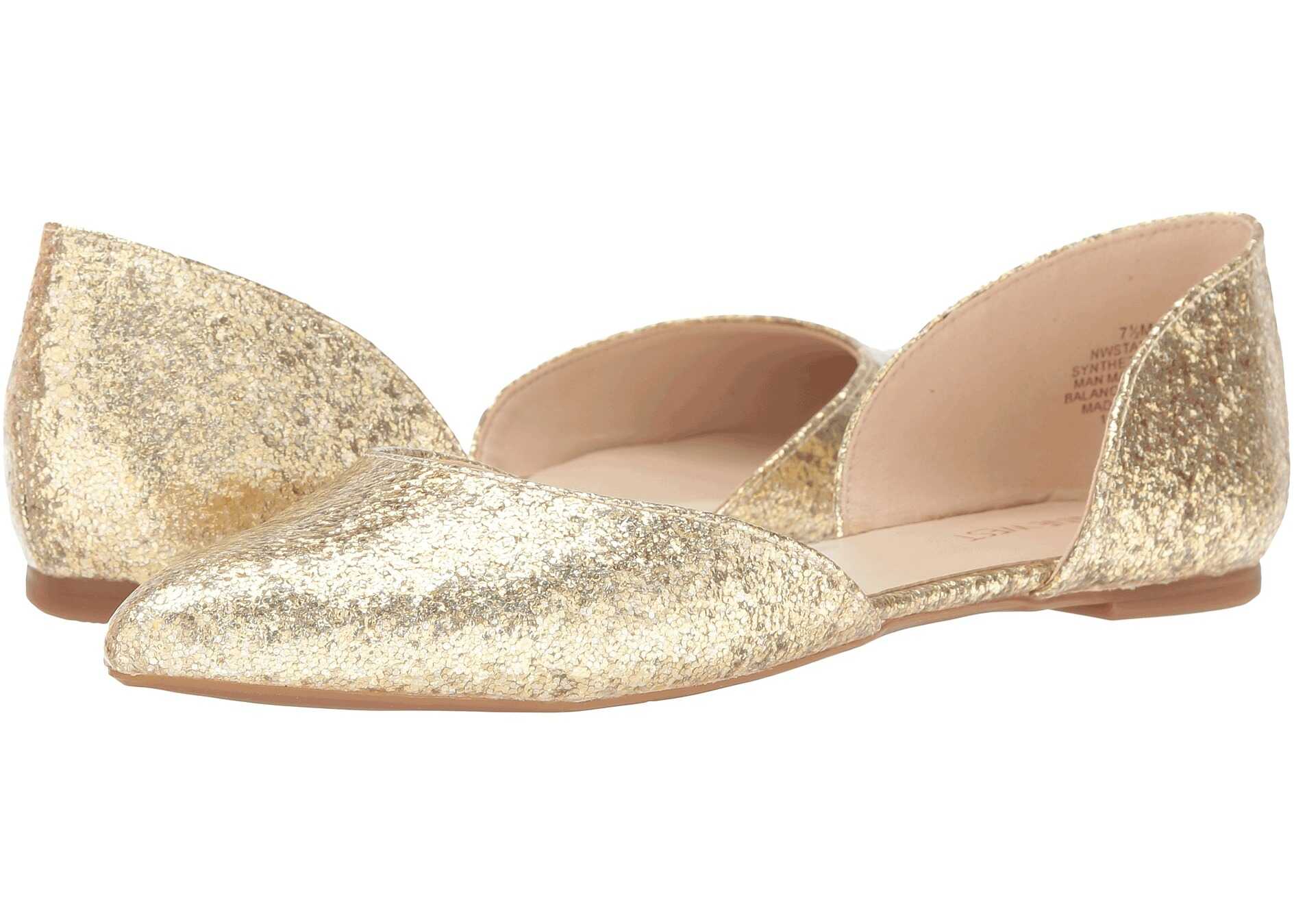 Nine West Starship D\'Orsay Flat Light Gold Synthetic