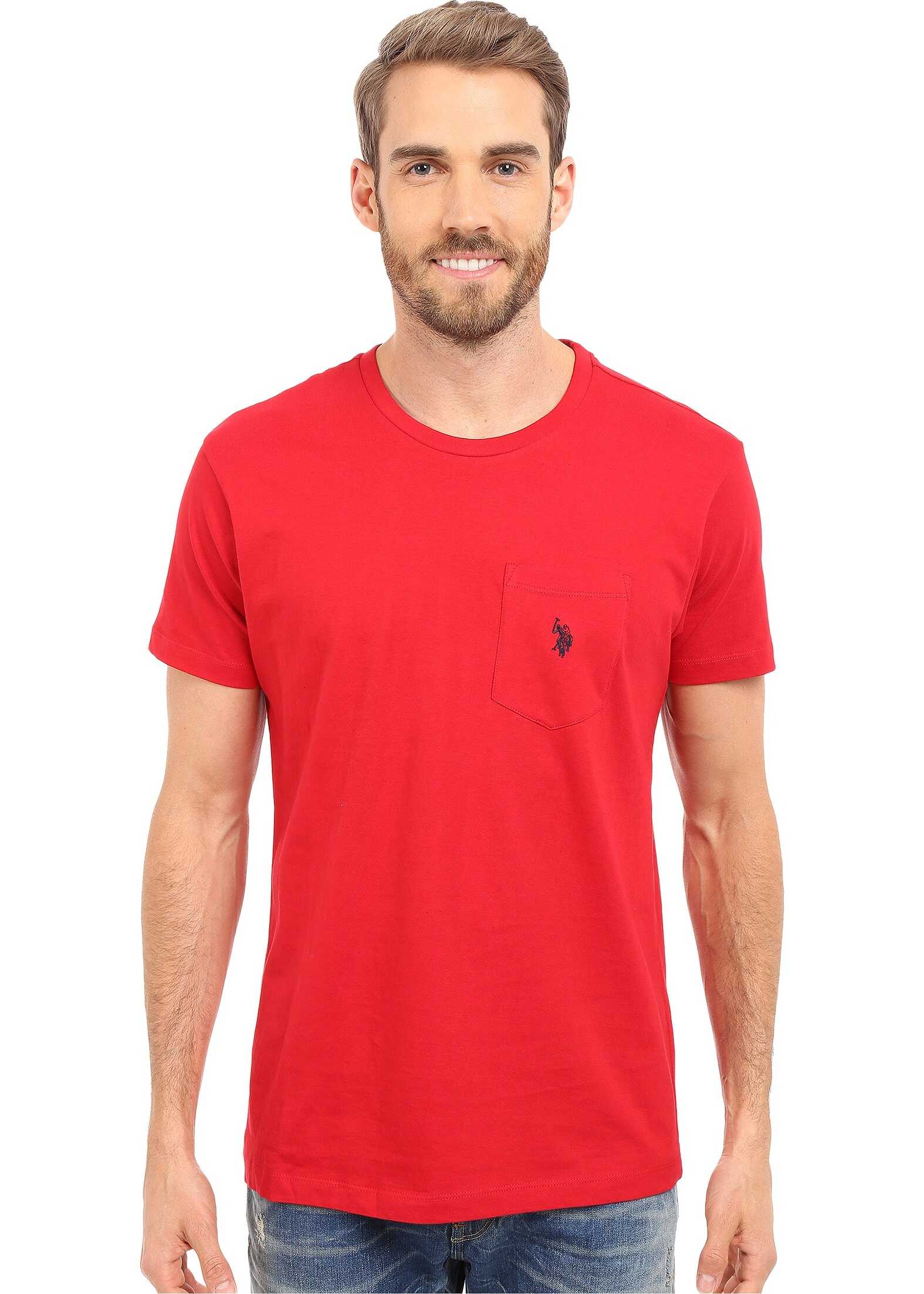 U.S. POLO ASSN. Solid Crew Neck Pocket T-Shirt Engine Red
