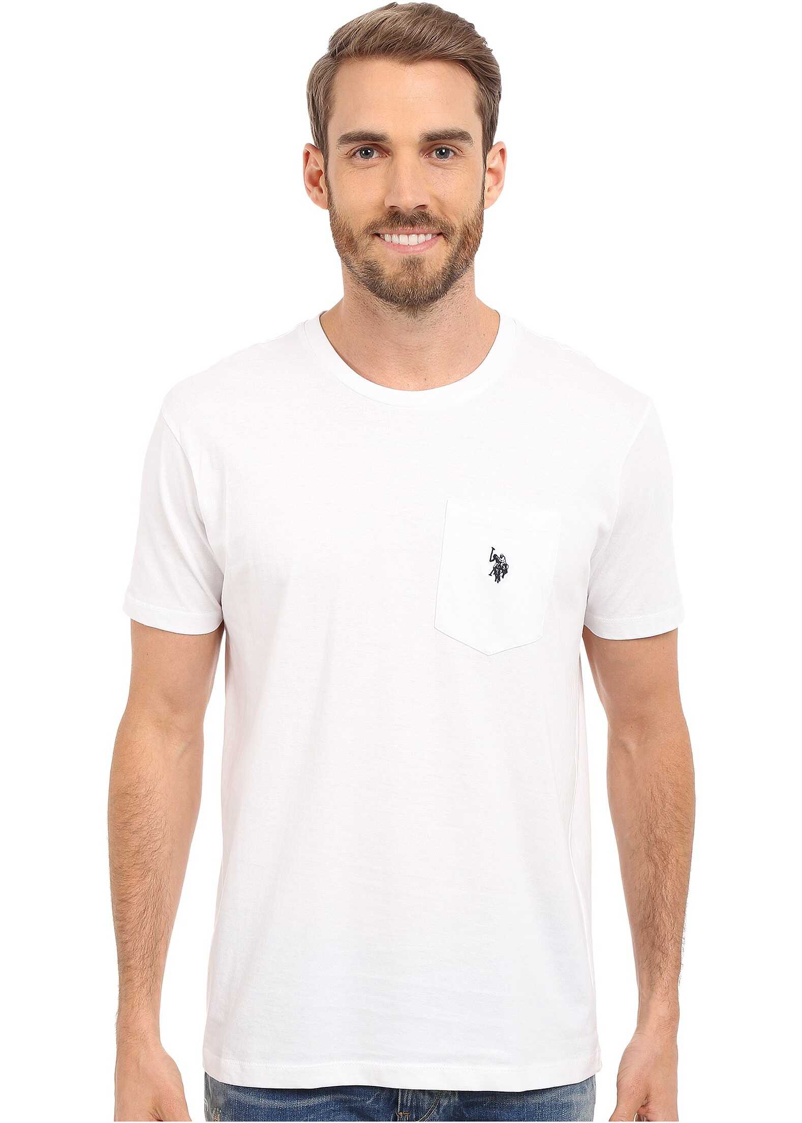 Tricou U.S. POLO ASSN. Solid Crew Neck Pocket T-Shirt White