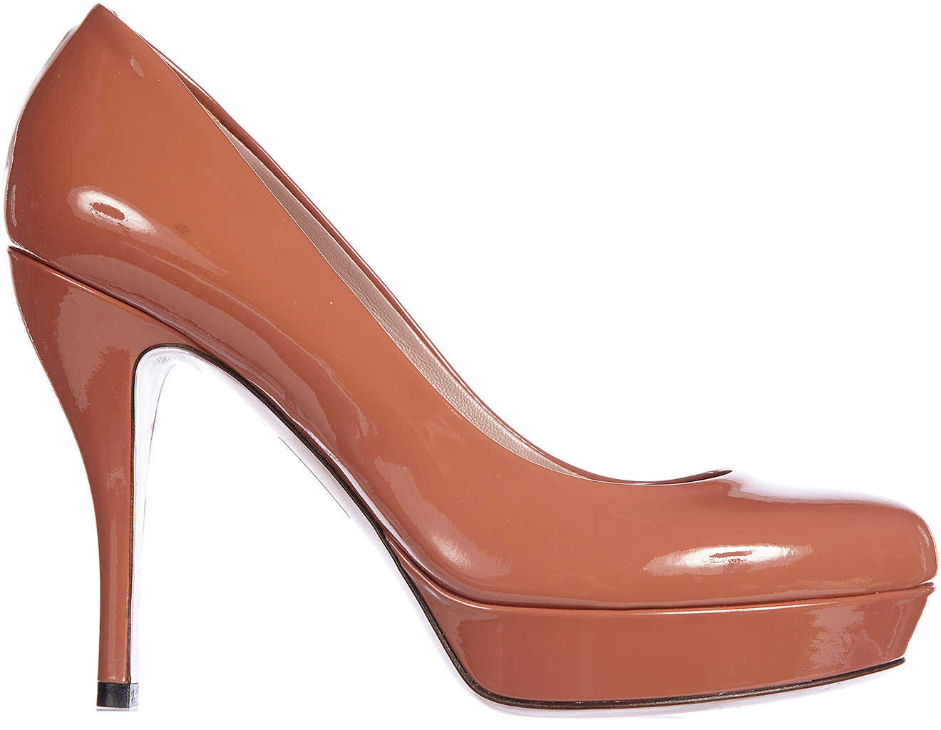 Pantof Gucci Pumps High Heel Crystall Patent Leather Brown