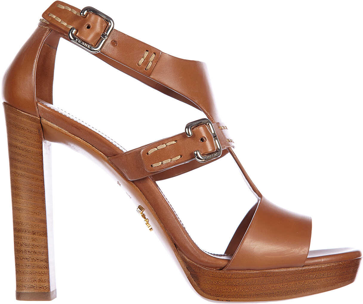 Sandala Prada Heel Sandals Calfskin Lux Brown