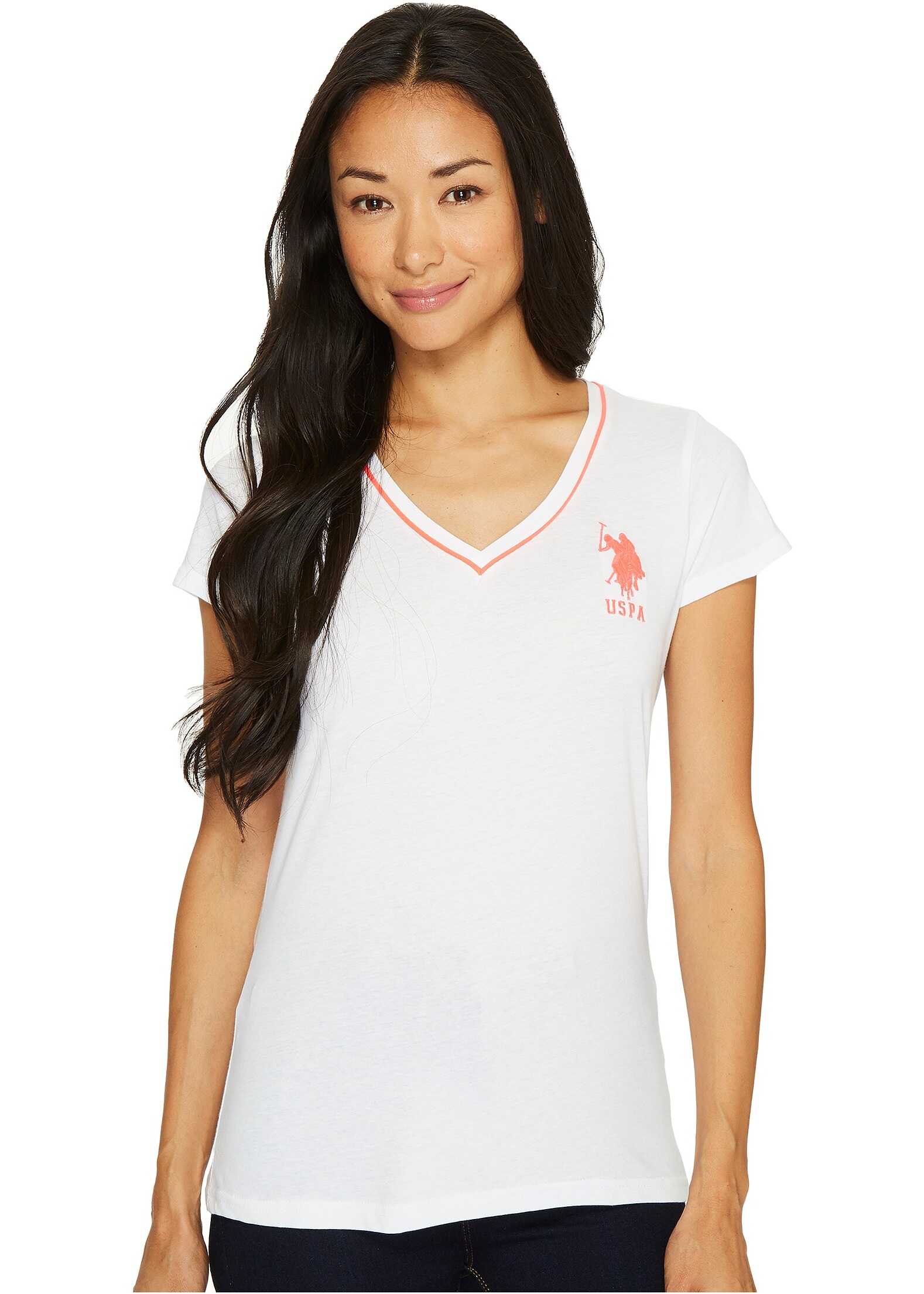 Tricou U.S. POLO ASSN. Cotton Jersey V-Neck Big Logo T-Shirt Optic White