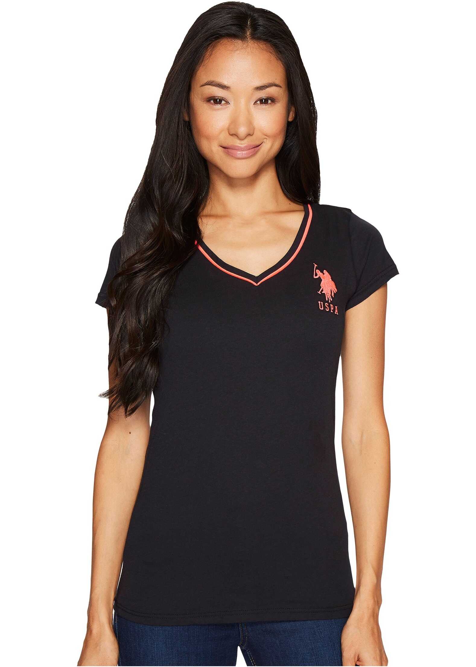 Tricou U.S. POLO ASSN. Cotton Jersey V-Neck Big Logo T-Shirt Anthracite