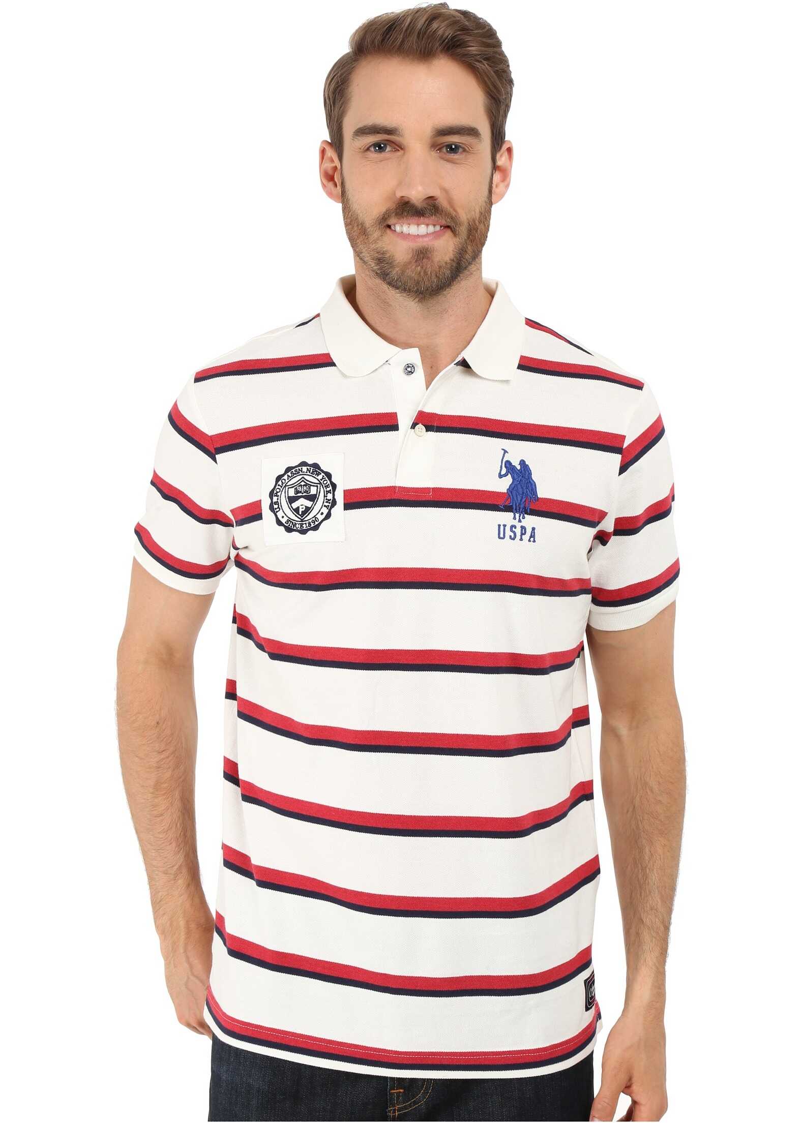 Tricou U.S. POLO ASSN. Sporty Tri-Stripe Pique Polo Shirt White Winter