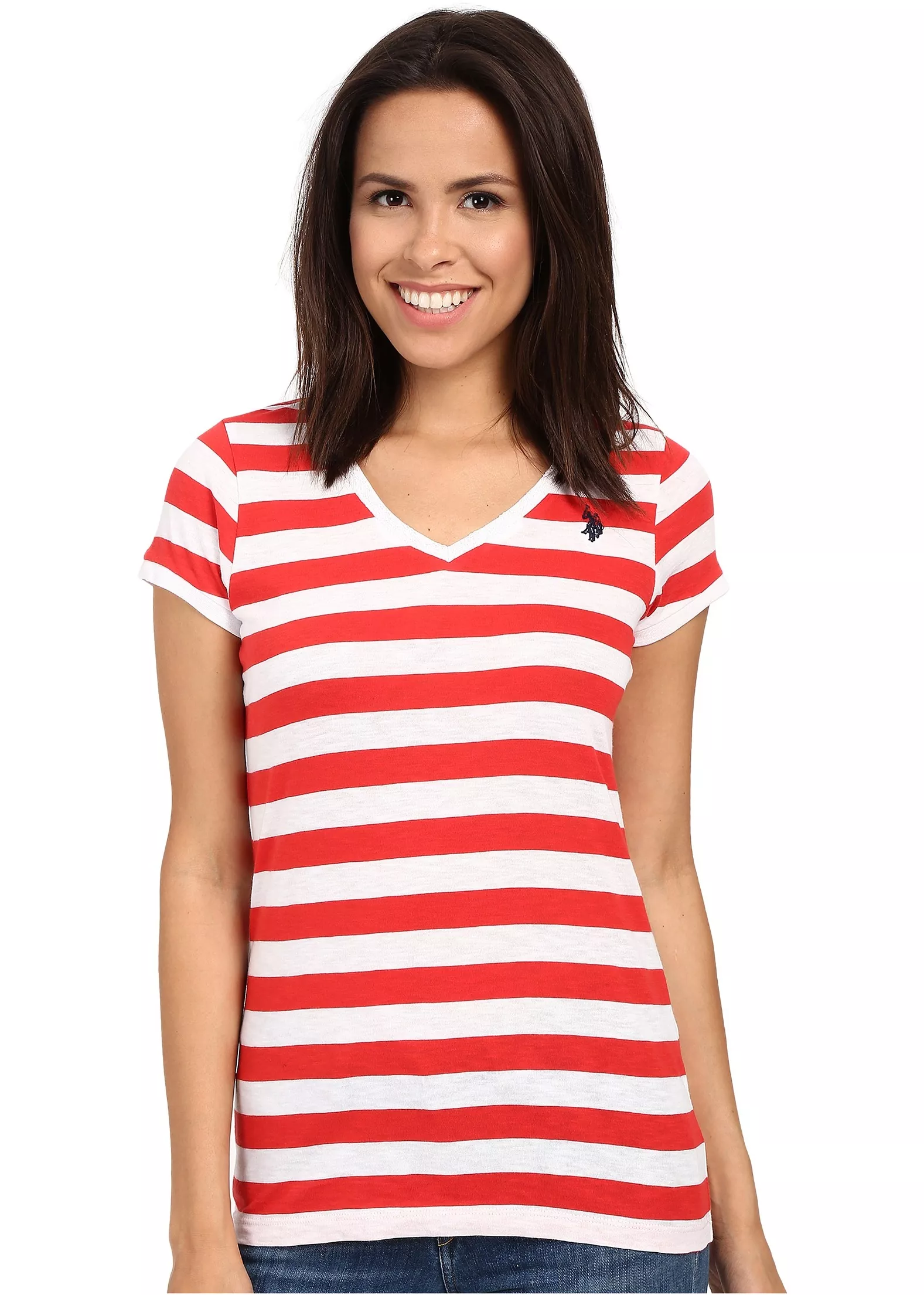 Lace Trim V-Neck T-Shirt
