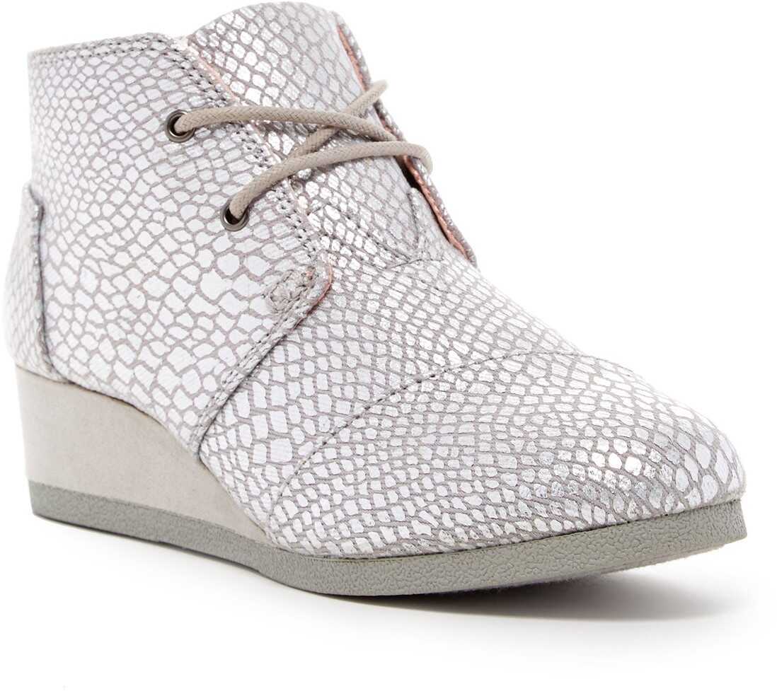 Gheata TOMS Metallic Print Wedge Boot (Little Kid & Big Kid)* SILVER