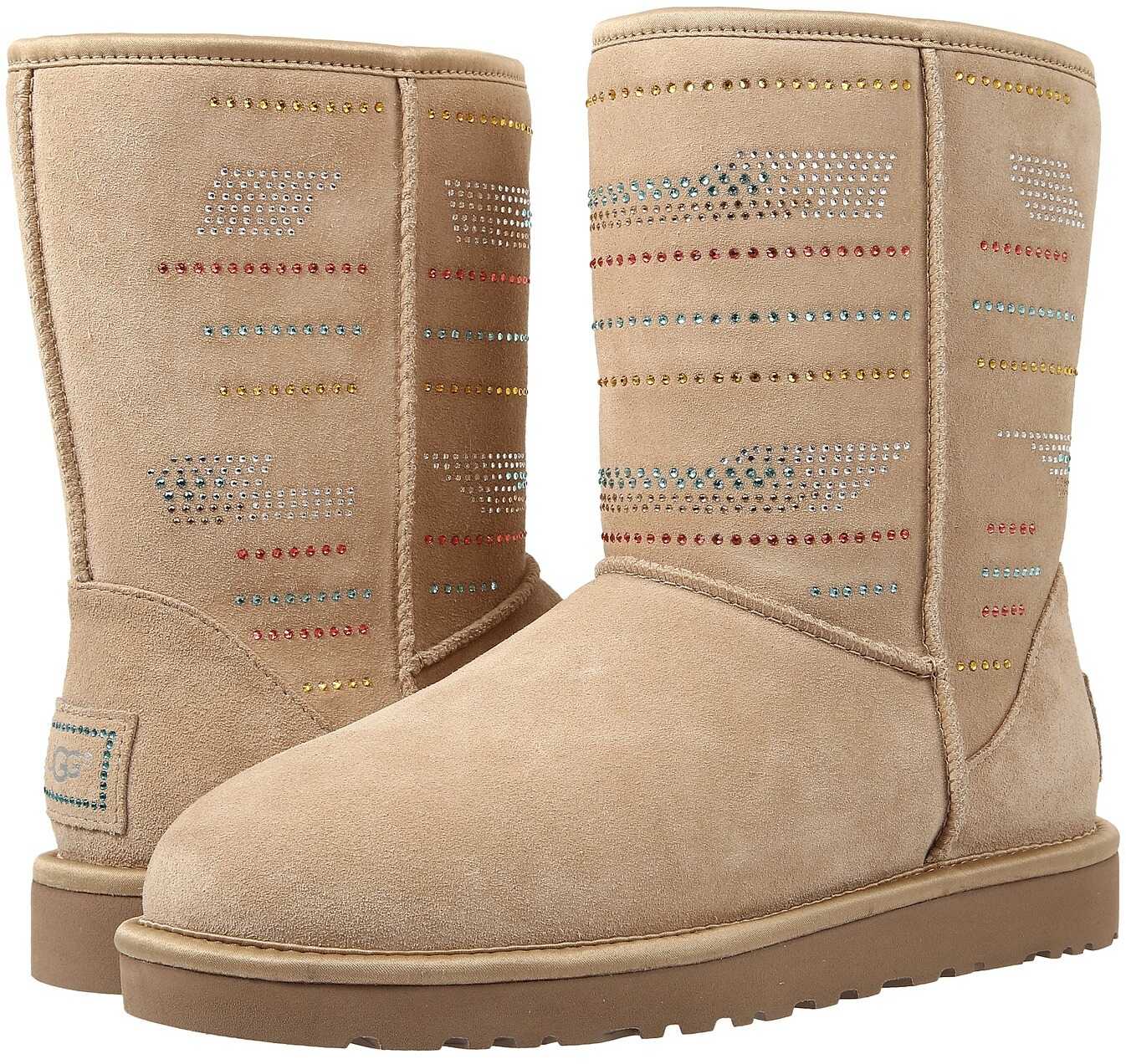 Gheata UGG Classic Short Serape Bling Sand Twinface