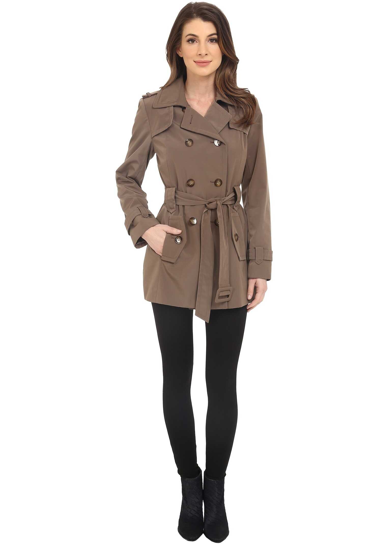Pardesiu Calvin Klein Double Breasted Belted Trench w/ Gunflaps Truffle