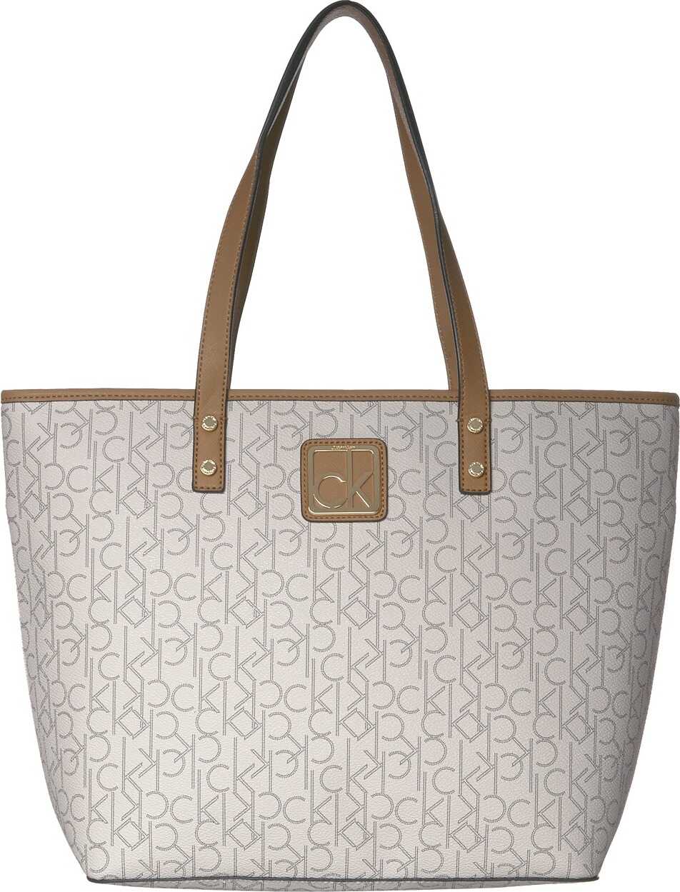 Calvin Klein Key Item Monogram Tote Almond/Khaki/Cashew