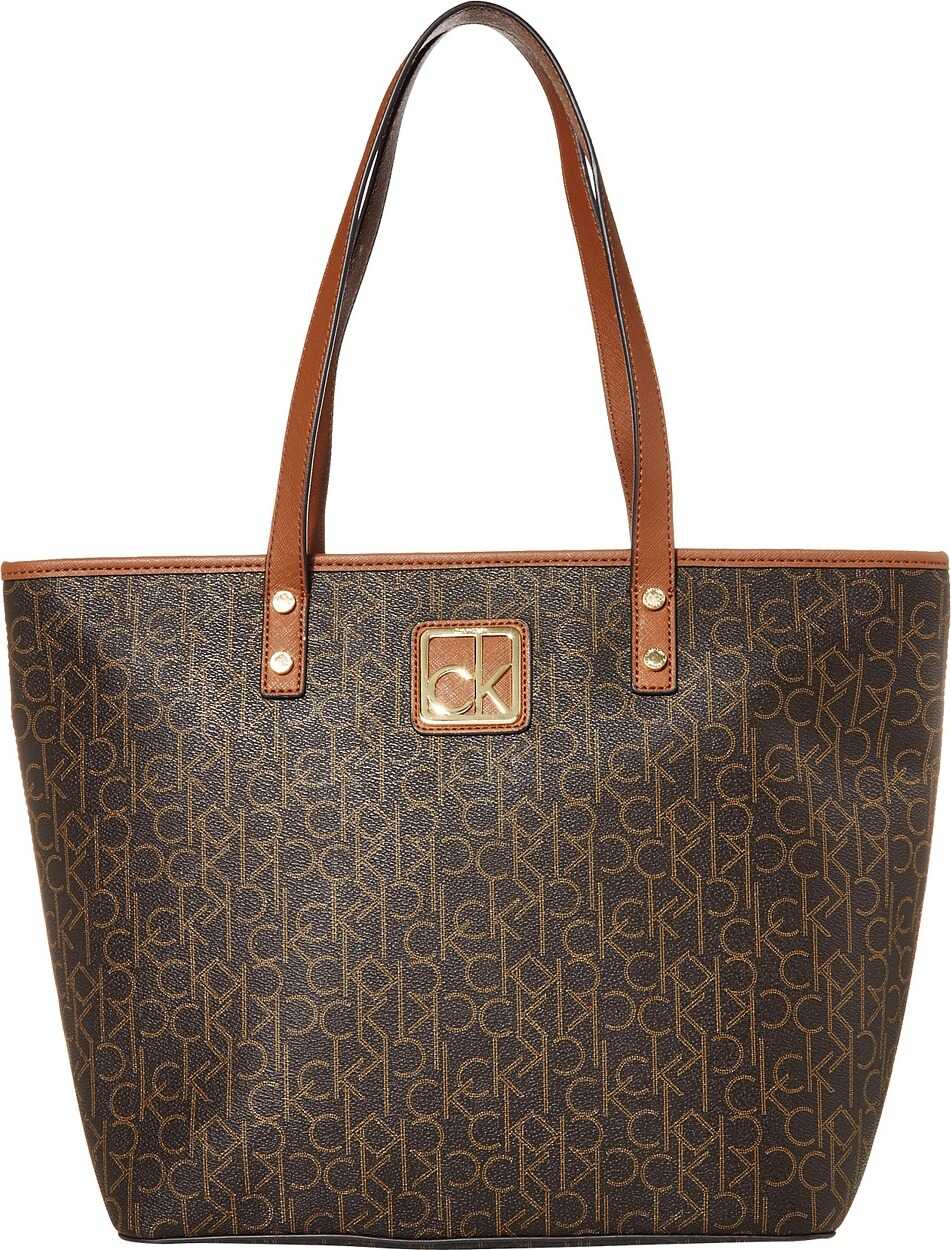Calvin Klein Key Item Monogram Tote Brown/Khaki/Luggage 1