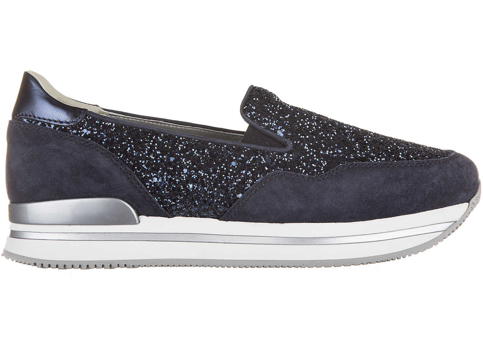 Mocasin Hogan Slip On Women's In Camoscio Sneakers Nuove Originali H222 Glitter* Blue
