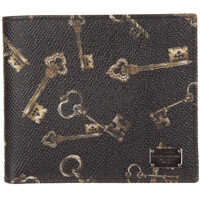 Portofele Leather Wallet Credit Card Bifold Keys Print Barbati