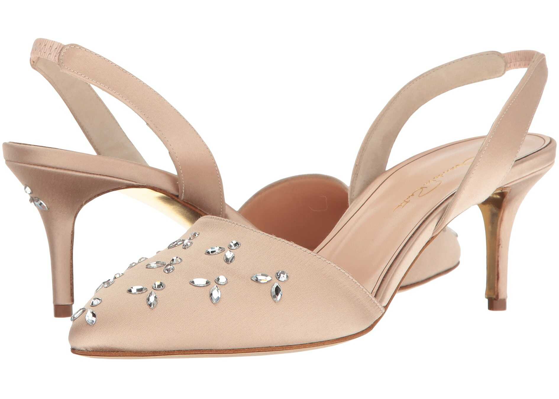 Pantof Oscar de la Renta Pamie 55mm Nude Satin/Crystals