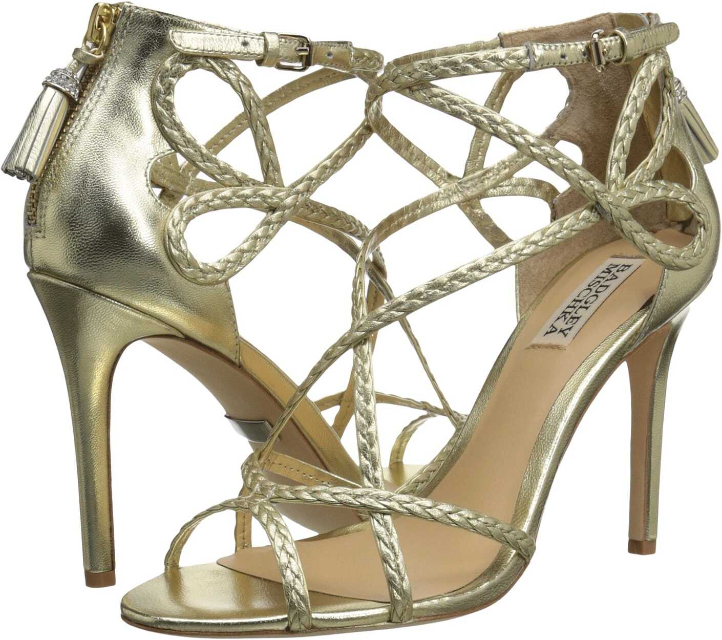 Pantof Badgley Mischka Crystal Platino Metallic Leather