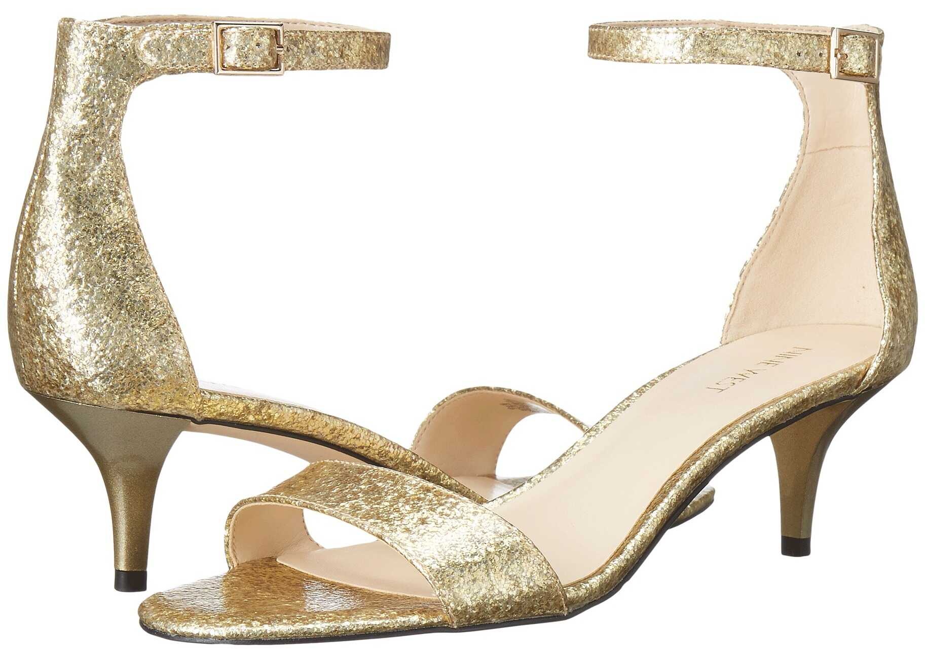 Nine West Leisa Heel Sandal Light Gold Synthetic