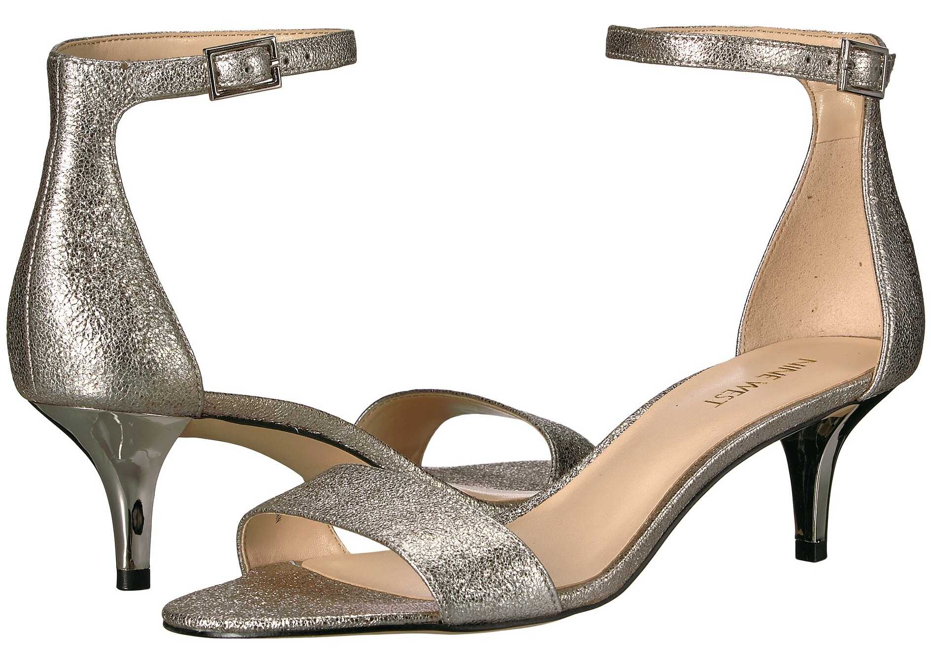 Nine West Leisa Heel Sandal Pewter Metallic