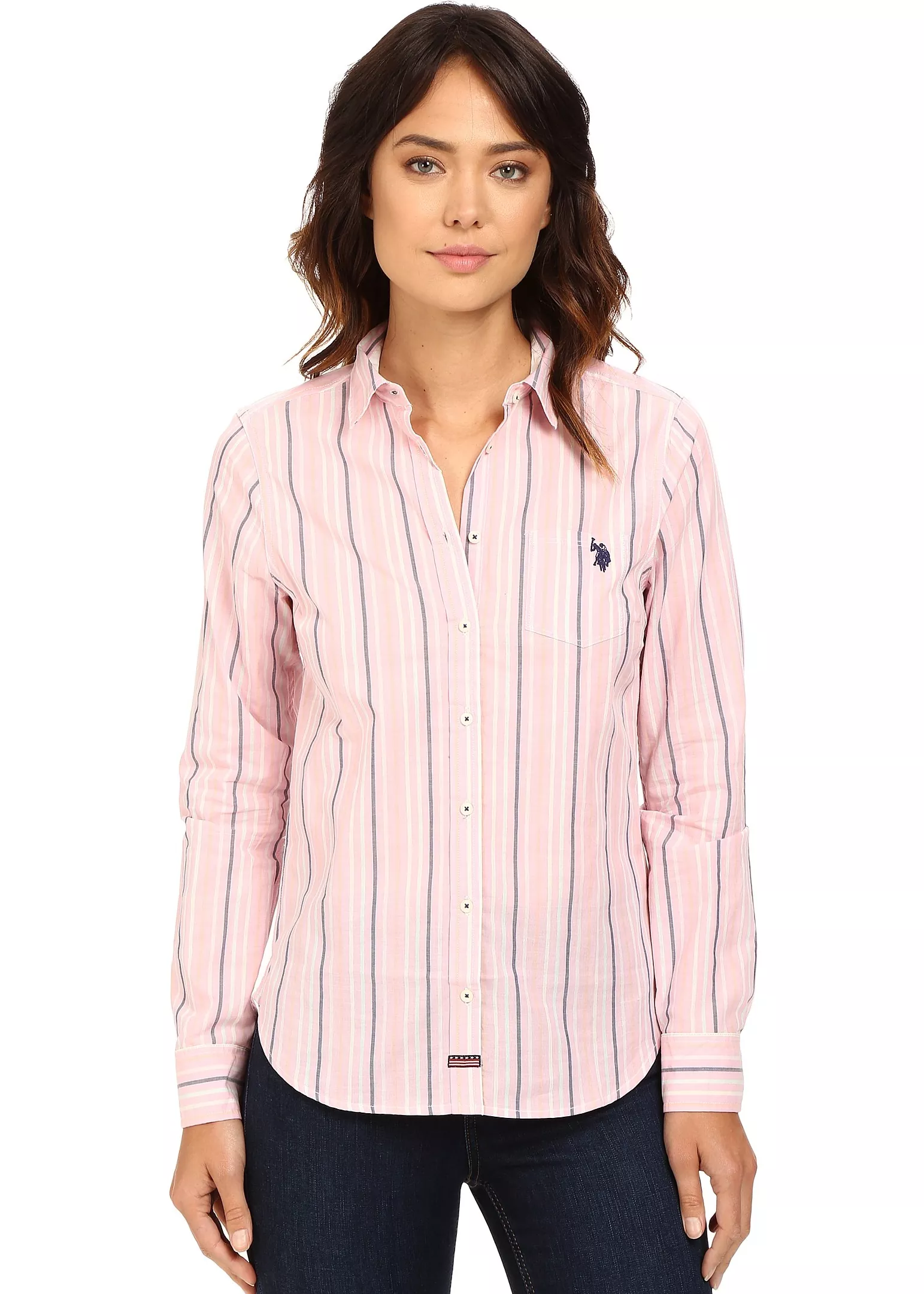 Camasa U.S. POLO ASSN. Casual Striped Blouse Prism Pink
