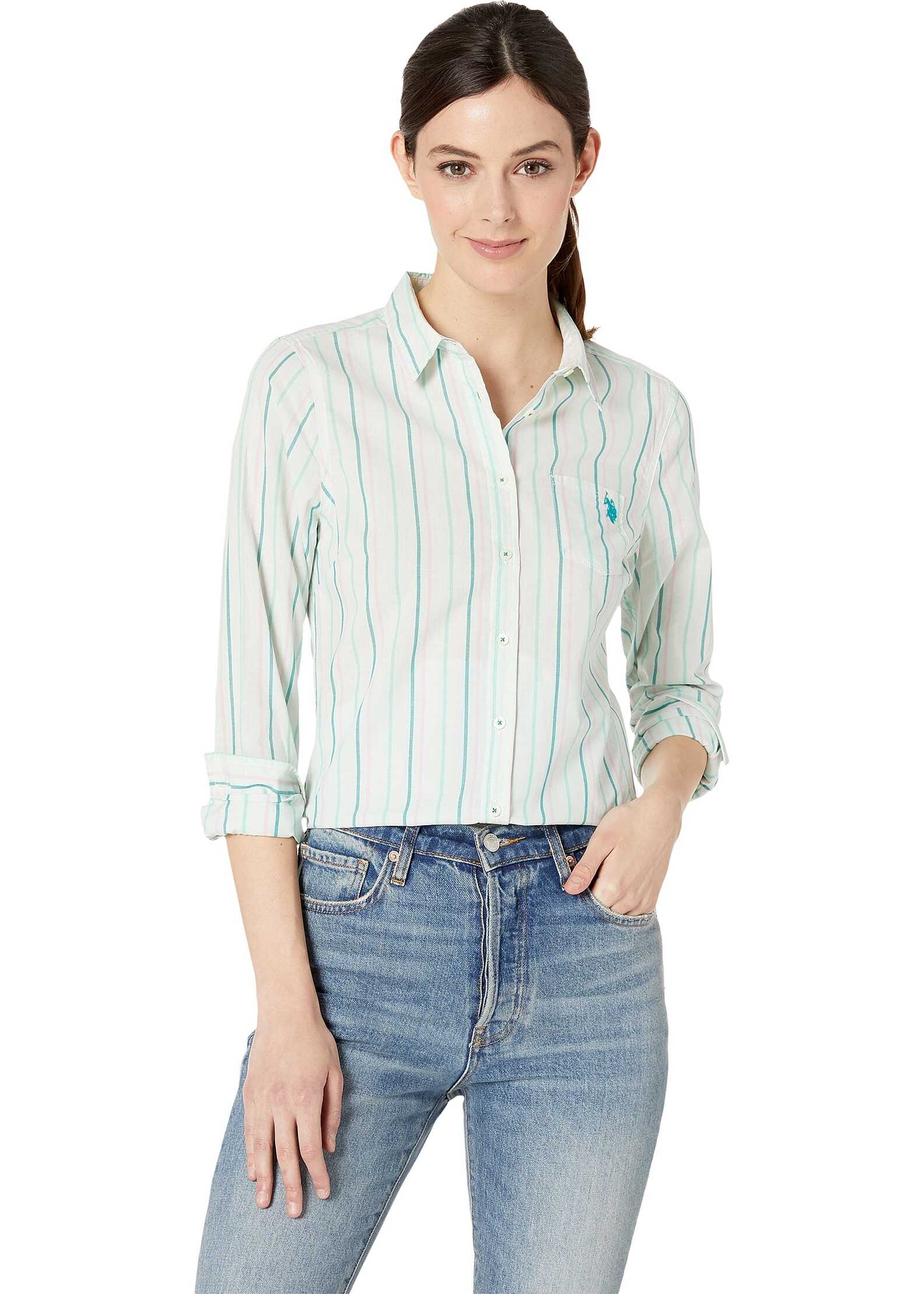 Camasa U.S. POLO ASSN. Casual Striped Blouse Fair Aqua