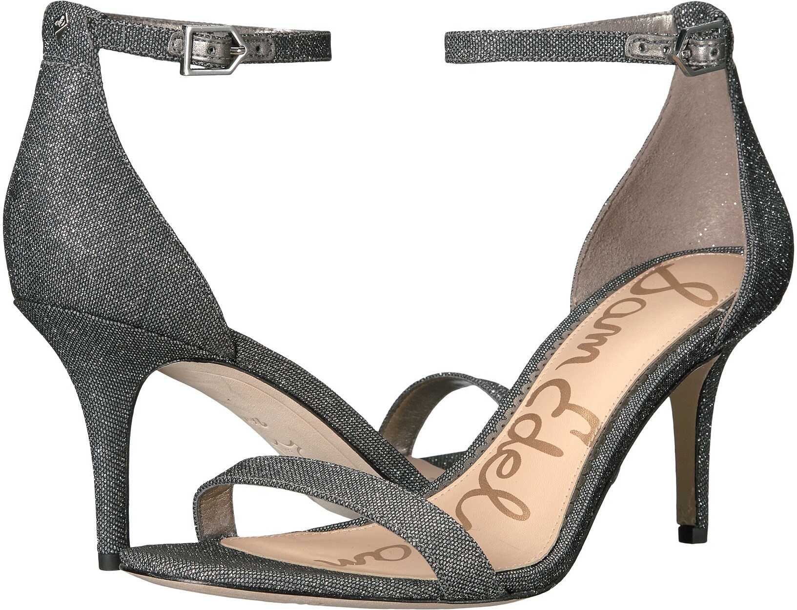 Pantof Sam Edelman Patti Strappy Sandal Heel Pewter Glitzy Mesh Fabric