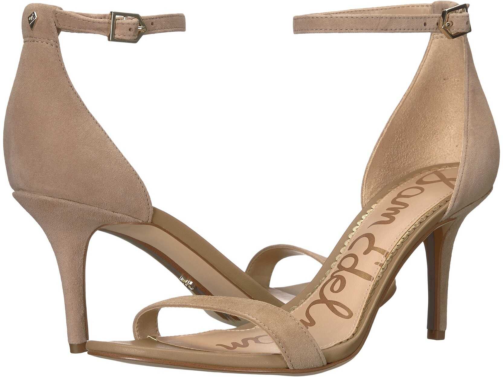 Sam Edelman Patti Ankle Strap Heeled Sandal Oatmeal Suede Leather