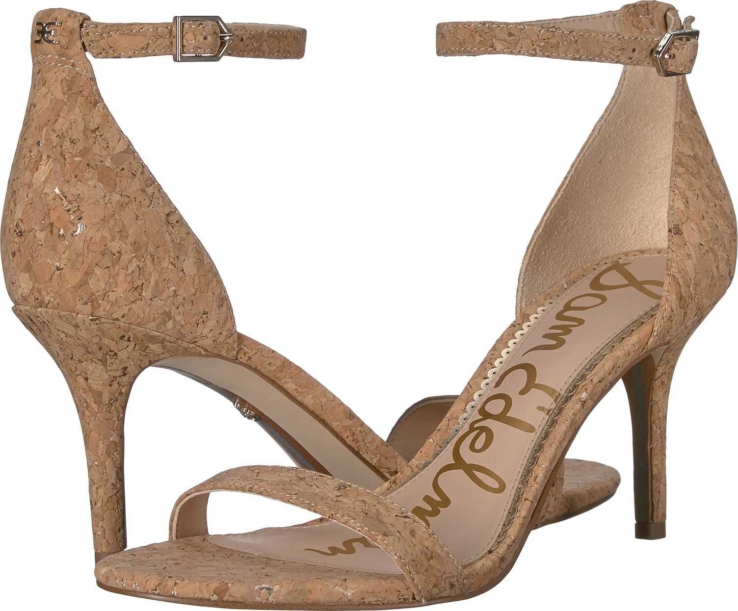 Sam Edelman Patti Ankle Strap Heeled Sandal Natural/Gold Metallic Fleck Cork