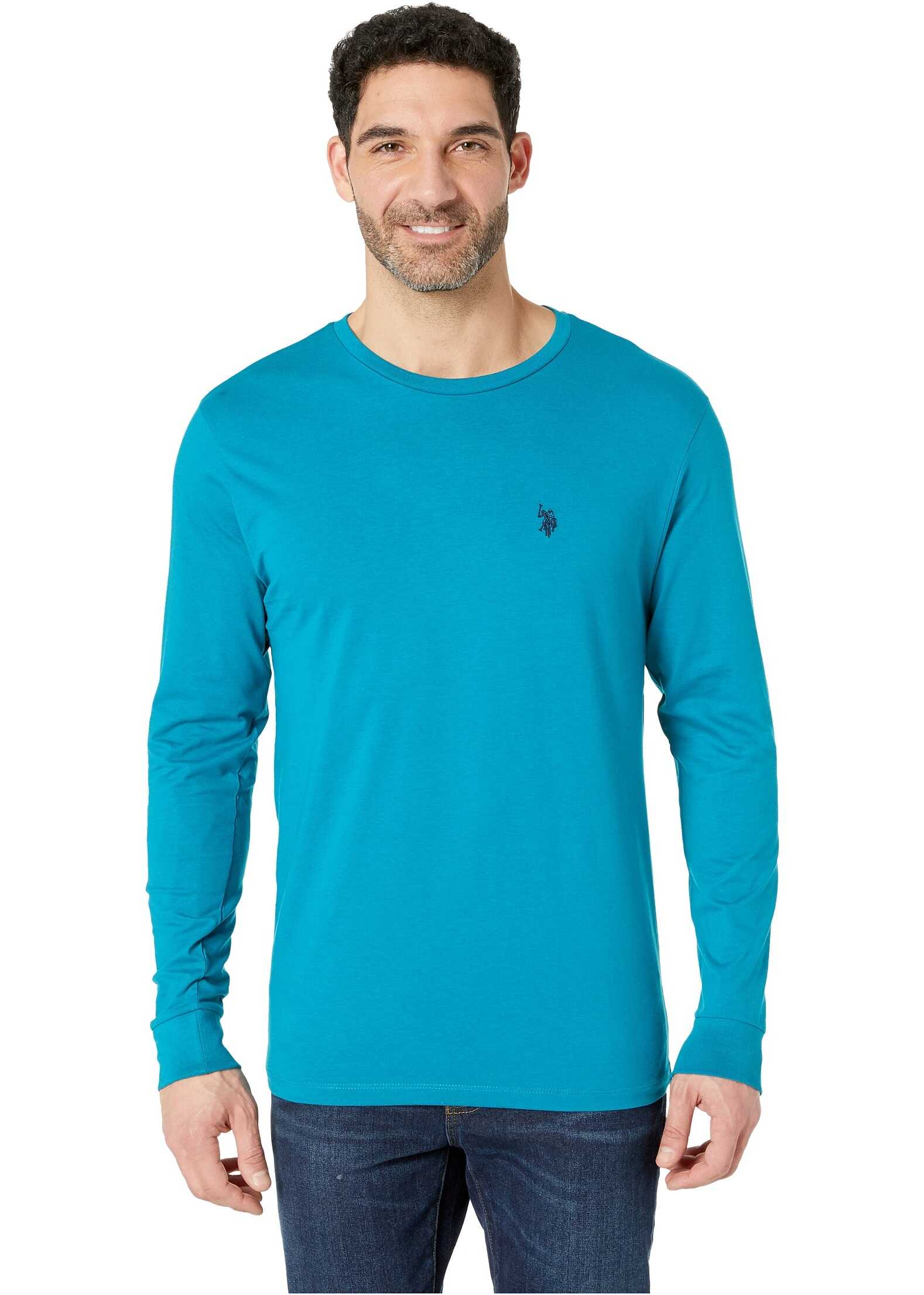 U.S. POLO ASSN. Long Sleeve Crew Neck T-Shirt Shocking Peacock