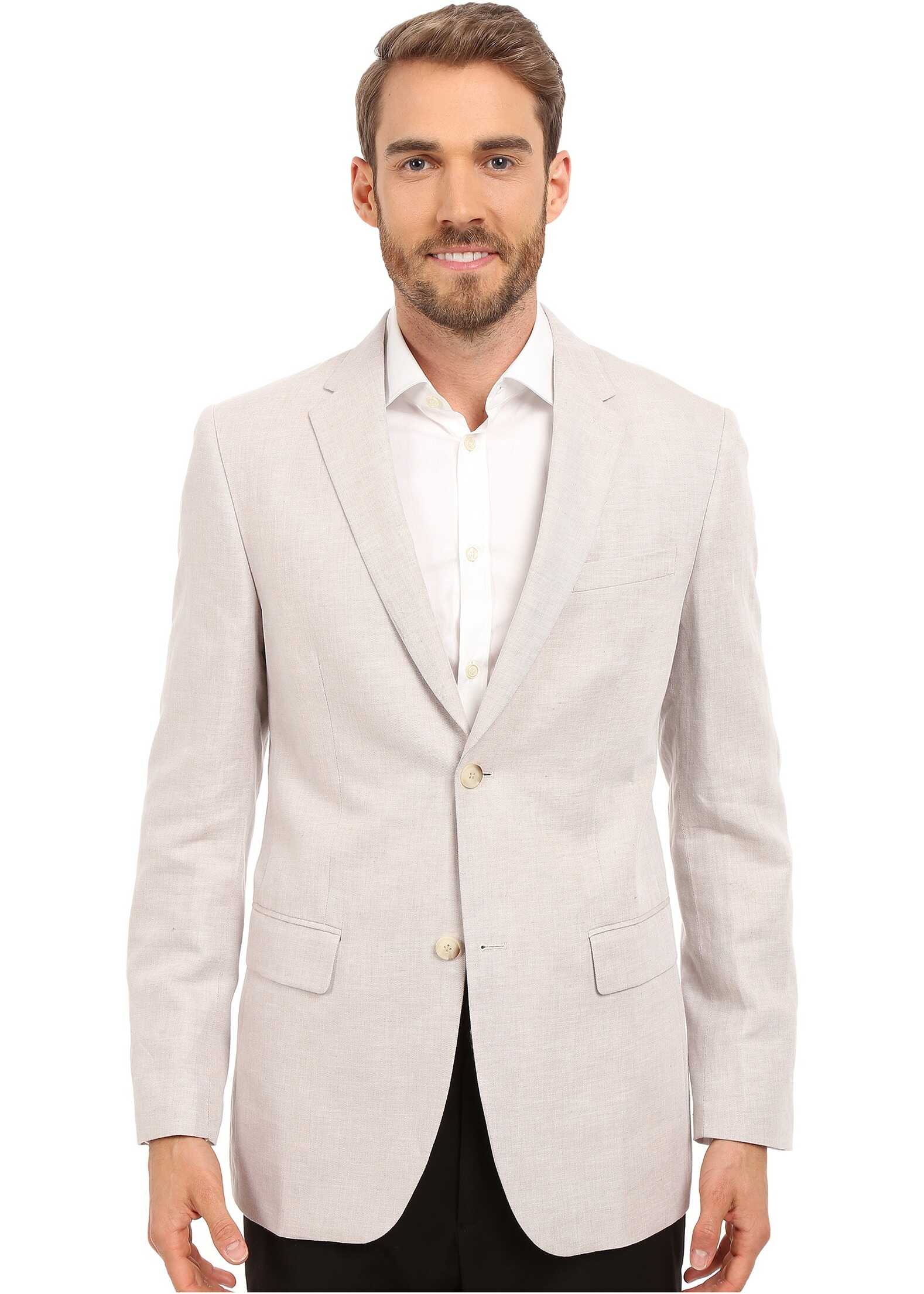 Sacou Perry Ellis Linen Suit Jacket Natural Linen