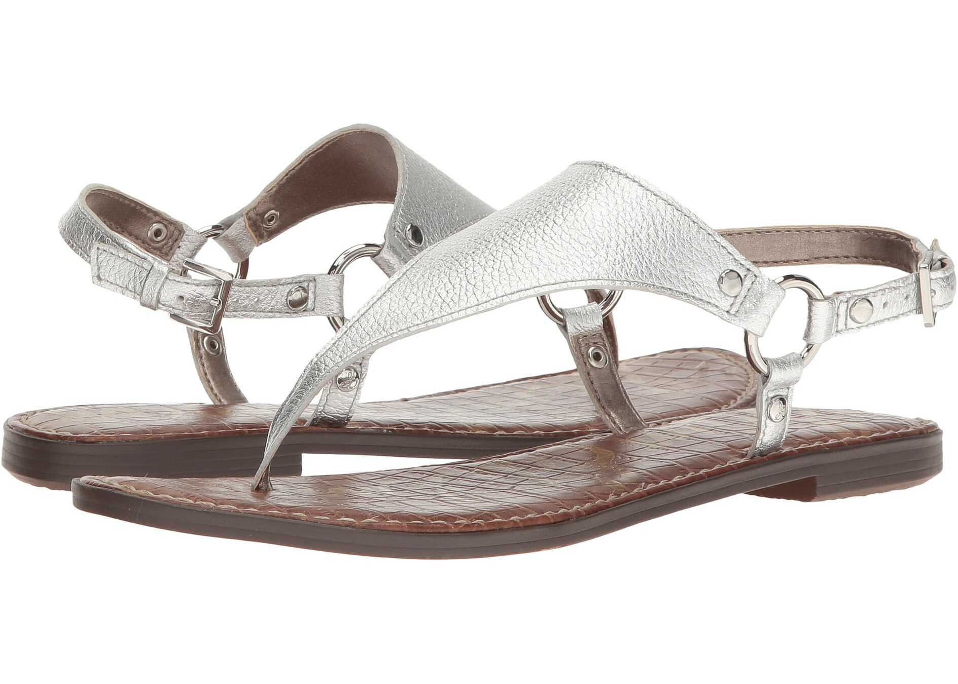 Sandala Sam Edelman Greta Soft Silver Tumbled Opal Metallic Leather