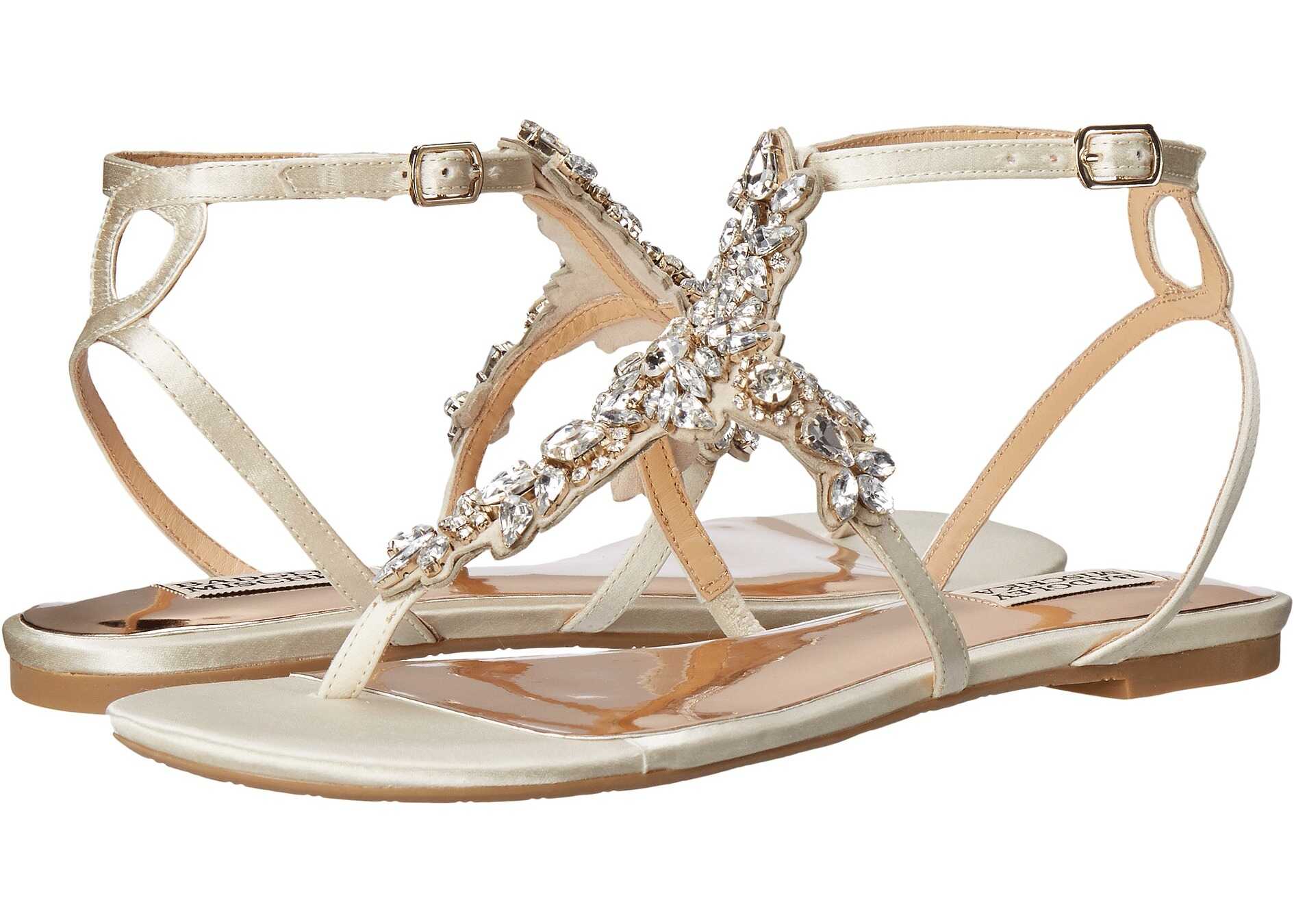 Sandala Badgley Mischka Cara Ivory Satin
