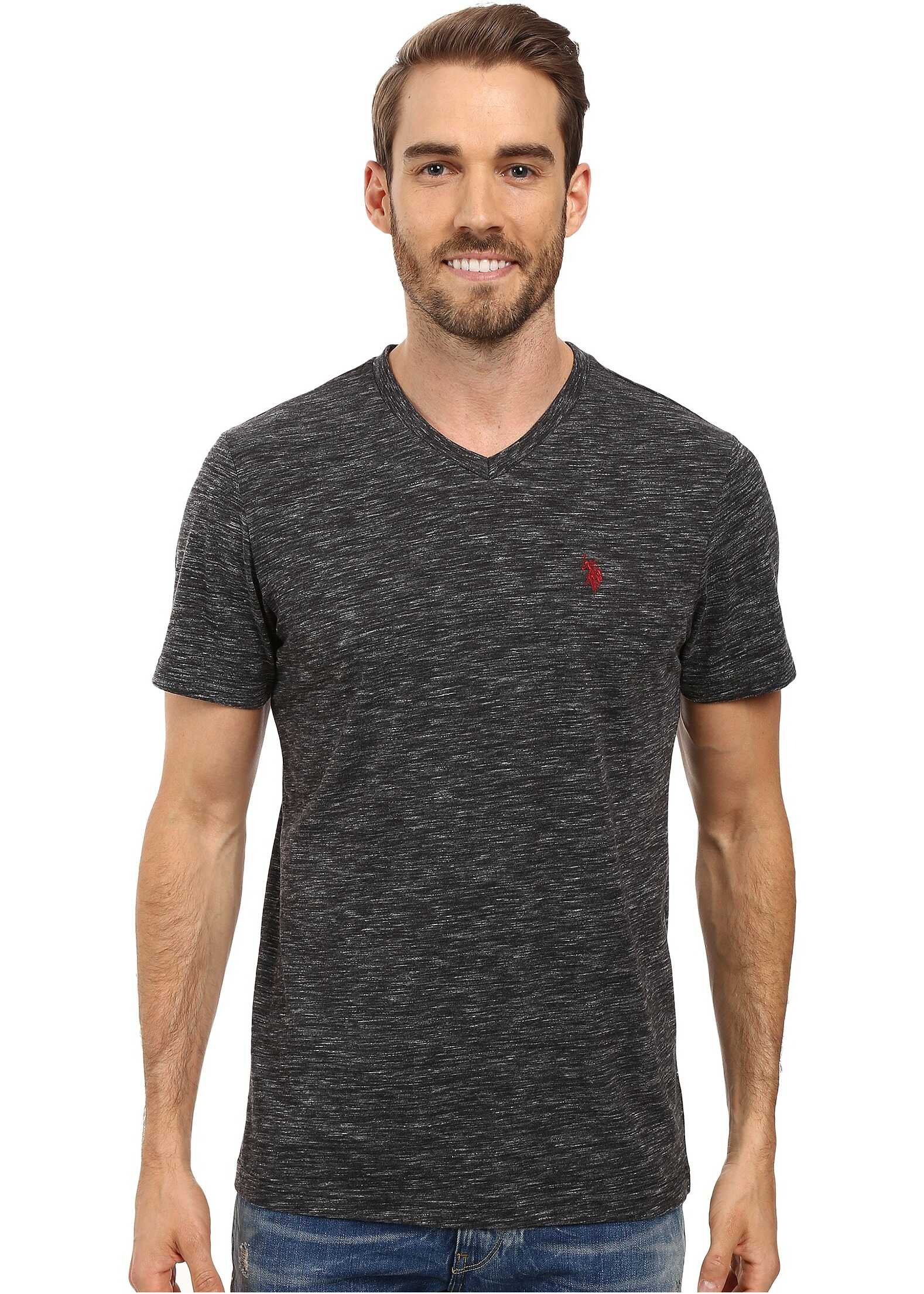 Tricou U.S. POLO ASSN. Space Dyed V-Neck T-Shirt Black Heather